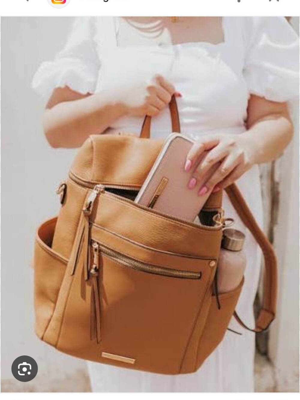 Poppy and Peonies Camel Commuter Backpack - NWT